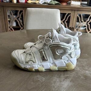 Nike Air More Untempo White and Metallic Sneakers